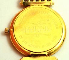 Rotary sváci kvarc karóra. d: 3cm Aranyozott, szép, működő állapotban, eredeti dobozában, pótszemekk...