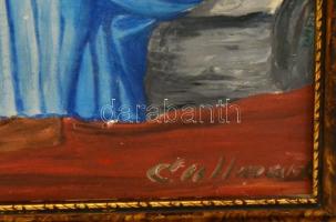 C'ullmark jelzéssel: A három grácia. Olaj, vászon-karton, keretben, 45×37 cm