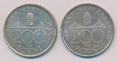 1993-1994. 200Ft Ag "MNB/Deák" (2x) T:2 kis patina
