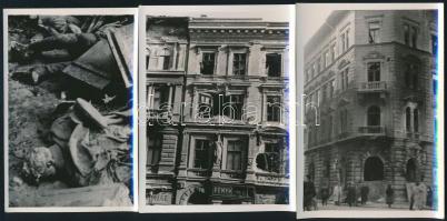 1956 5 db fotó a forradalom idejéből, rajtuk kilőtt tankok, megsérült épületek, halottak, 6x9 cm