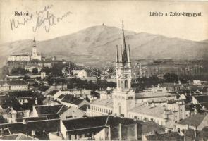 Nyitra, Nitra; látkép, Püspöki vár, templom, Zobor-hegy / general view with Zobor mountain, bishops castle, church (Rb)