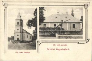 Magyarizsép, Nizny Zipov (Tőketerebes mellett / near Trebisov); Görögkatolikus templom és parókia, gémeskút. Halász Sándor fényképészeti műterméből / Greek Catholic church and parsonage, rectory (EK)