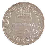 1991. 500Ft Ag "II. János Pál pápa látogatása" tokban T:PP fo., ujjlenyomat, patina
Adamo...