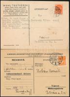 6 db fejléces levelezőlap (Czuppon Sándor bortermelő, Búss Lajosné fűző- és melltartókészítő, Biehn ...