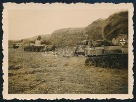 1941 Rejtőzés, magyar Toldi harckocsik rejtőzés közben, fotó, 6x8 cm