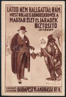 1928 Magyar Élet- és Járadék Biztosító Intézet reklám prospektus, Pólya Tibor grafikával