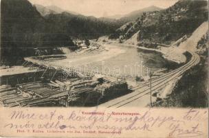1901 Vöröstoronyi-szoros, Roterturmpass, Pasul Turnu Rosu; Fűrésztelep híddal. Phot T. Kalina. Lichtdruck v. Jos. Drotleff / sawmill, bridge (EK)