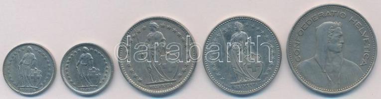 Svájc 1968-1996. 1/2Fr (2xklf) + 2Fr (2xklf) + 5Fr T:2
Switzerland 1968-1996. 1/2 Franc (2xdiff) + ...