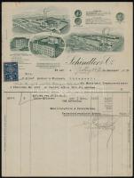 1928-1945 4 db fejléces számla (Lutz Ede és Társa, Budakalász Textilművek, Schindler és Co., Nagybát...