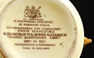 Paragon brit koronázási emlék bögre + alj, csorbával hajszál repedéssel, jelzett, m:9,5 cm