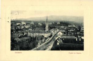 Zágráb, Agram, Zagreb; Pogled na Zagreb / látkép, templom. W. L. Bp. 1598. / general view, church