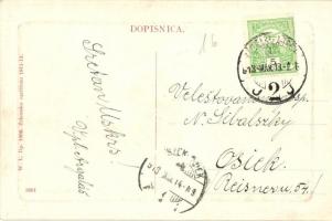 Zágráb, Agram, Zagreb; Pogled na Zagreb / látkép, templom. W. L. Bp. 1598. / general view, church