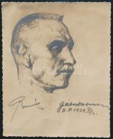 cca 1934 Portré, Gábor Móric festő alkotásáról készült felvétel, fotó, 15×12 cm