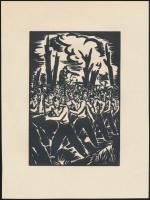 Frans Masereel (1889-1972): Menetelés, fametszet, papír, jelzett a metszeten, 16×11 cm