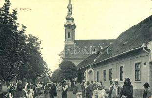 Zsupanya, Zupanja; Templom, piaci árusok, vásár. W. L. 3700. / church, market vendors (ázott sarok / wet corner)
