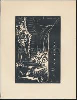 Frans Masereel (1889-1972): Munkahelyi baleset, fametszet, papír, jelzett a metszeten, 16×11 cm