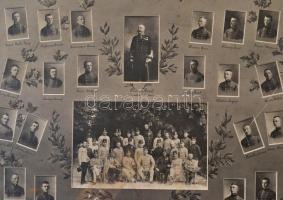 1910 M. Kir. Pécsi Honvéd Hadapród iskola végzős évfolyamának tablófotója, sérült, foltos, 33x42 cm