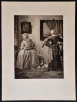 cca 1900 Gabriel Metsu "A levél" című művéről készült másolat, heliogravűr, papír, 37×28,5...