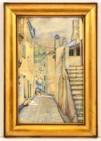 Benyács K. jelzéssel: Baska, Horvátország 1916. / Croatia: Baska. Akvarell, papír. 23x36 cm ÜVegezet...