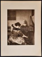 cca 1900 Gerard Terboch "Koncert" című művéről készült másolat, heliogravűr, papír, 39×31,...