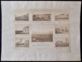 cca 1910 Igló (Spisská Nová Ves) látképei, mozaikképes fotó, Honvéd emlékmű, városház, tornacsarnok,...