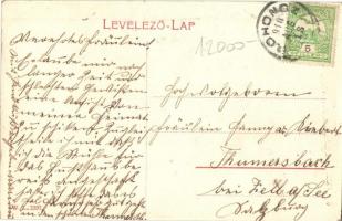 1910 Rohonc, Rechnitz, Rohunac; Hauptplatz / Fő tér, Takarékpénztár, Özv. Blauné fodrászata, üzlete....