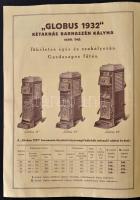 1932 Weiss Manfréd Acél- és Fémművei Rt. Globus "1932 kétaknás barnaszén kályha" termékism...