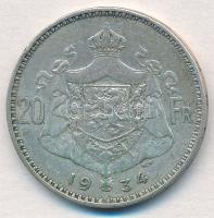 Belgium 1934. 20Fr Ag "Albert / DER BELGEN" T:2,2-
Belgium 1934. 20 Francs Ag "Alber...