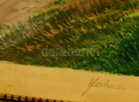 Faludy jelzéssel: Ház, tájban. Akvarell, papír. Jelzett. 16x22 cm Keretben. 24x33 cm