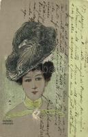 1904 Art Nouveau lady with feathered hat. s: Raphael Kirchner (EK)