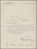 1933 Tage H. Cartensen (1897-1985) dán cserkészvezető, az 1924-es dániai Jamboree szervezőjének saját kézzel aláírt levele a magyar cserkészszövetségnek, dán nyelven / the letter of Tage H. Cartensen (1897-1985)