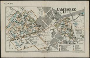 1933 Gödöllői cserkész jamboree színezett helyrajzi térképe, hajtott