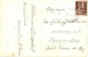 1944 Dévaványa, utcakép, templomok, Római katolikus népiskola. photo (szakadások / tears)