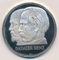 NSZK ~1986. Daimler - Benz / Mercedes - Benz 1886 jelzett Ag emlékérem dísztokban (24,9g/1.000/40mm) T:PP ujjlenyomat FRG ~1986. Daimler - Benz / Mercedes - Benz 1886 hallmarked Ag commemorative medal in case (24,9g/1.000/40mm) C:PP fingeprint