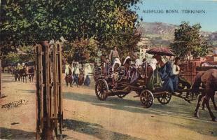 Sarajevo, Ausflug Bosn. Turkinen / Bosnian Turkish women on horse cart