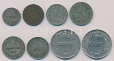 8db-os vegyes külföldi fémpénz tétel, közte Bulgária, Románia, Szerbia T:2,2- 8pcs of various metal coins, including Bulgaria, Romania, Serbia C:XF,VF
