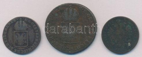 1816S 1/4kr Cu + 1816O 1kr Cu + 1859E 1kr Cu T:2-,3