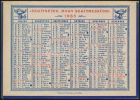 1935 Gróf Apponyi Albert poliklinika naptára, jó állapotban