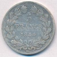 Franciaország 1844W 5Fr Ag "Lajos Fülöp" Lille T:2-,3 ph.
France 1844W 5 Francs Ag "...