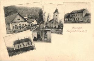 ~1899 Szepesremete, Einsiedel, Mnísek nad Hnilcom; Concordia fűrésztelep, Római katolikus templom, népiskola, Wietorisz üzlete, Evangélikus templom még a torony nélkül (1901-ben építették hozzá) / sawmill, Roman Catholic church, school, shop, Lutheran church without the tower (tower was built in 1901)