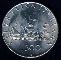 Olaszország 1958. 500L Ag "Kolumbusz hajói" T:2