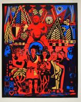 1993 Zala Tibor (1920-2004): Carmina Burana (In taberna), színes szitanyomat, számozott (9/15), papír, jelzett, 100x70 cm
