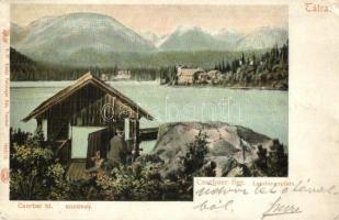 Tátra, Tatry; Csorbai-tó, Kikötőhely. Feitzinger Ede 3. bt. / Strbské pleso, landing place at the lake