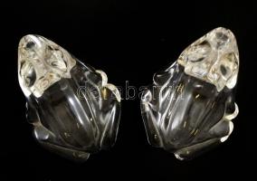 2 db üveg béka figura, az egyiken csorba, 4,5x9 cm