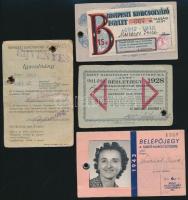 1917-1943 4 igazolvány nemzeti úszósport alapítvány, Szent-Margit szigeti belépők, Budapesti Korcsol...