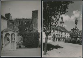 cca 1936 Czvek Gyula: Budapest, Pécs, Sopron, Eger 4 db pecséttel jelzett, vintage fotóművészeti alk...