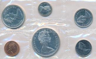Kanada 1965. 1c Br + 5c Ni + 10c Ag + 25c Ag + 50c Ag + 1$ Ag forgalmi sor fóliatokban T:1,1-
Canad...