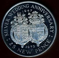 Gibraltár 1972. 25P Ag "25. házassági évforduló" T:PP