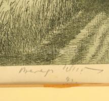 Beregi Vilmos (1917-1970): Hazafelé, rézkarc, papír. Jelzett. 19x26 cm Üvegezett keretben