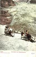 1908 Sport d'hiver / Wintersport, Schlitteln am Eiergletscher / Winter sport, sledding people. Ed. Photoglob 3385. (EK)